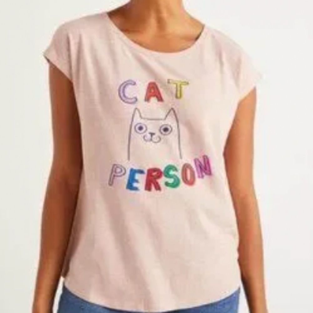 Boden Pink 'Cat Person' Short Sleeve Tee